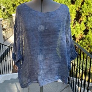 Pure Jill J. Jill Linen Kimono Top, L, Blue, EUC